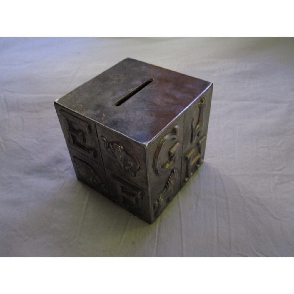 CUTE Silverplated Adorable little kid‎ girl/boy piggy bank ABC Animals 3x3 cube
